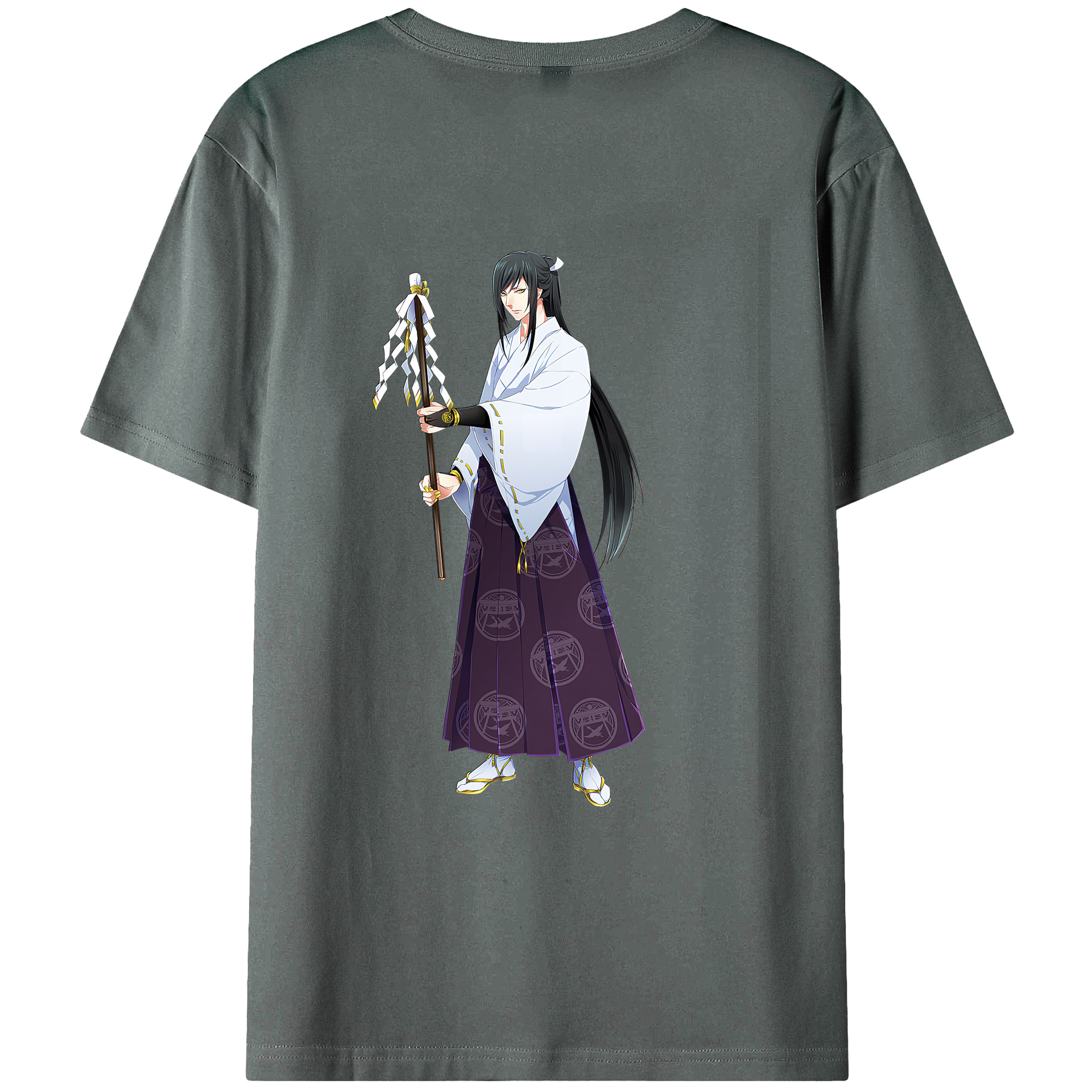 （画像用） 刀剣乱舞 Touken Ranbu 綿100％ メンズ半袖Tシャツ（バックプリント） 通気性